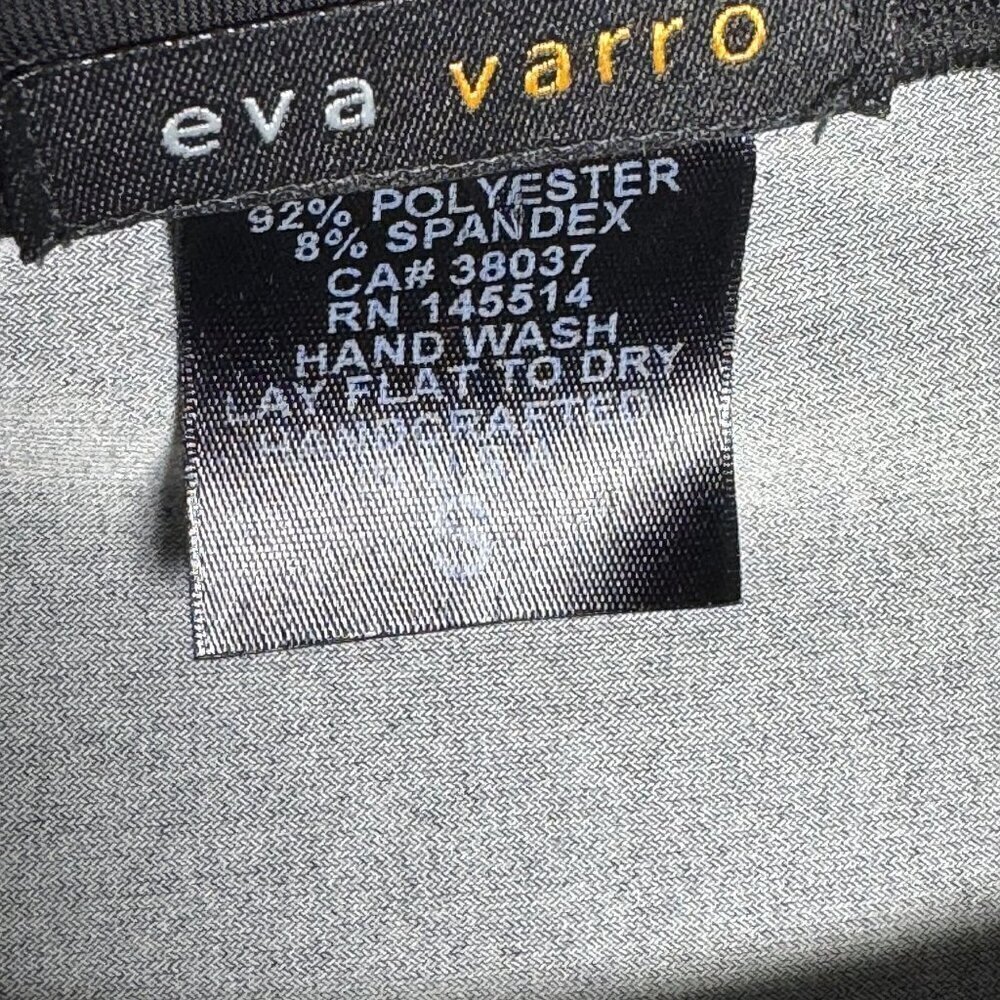 Eva Varro slinky jersey top black size small dolman sleeves bright print shirt - Picture 6 of 7
